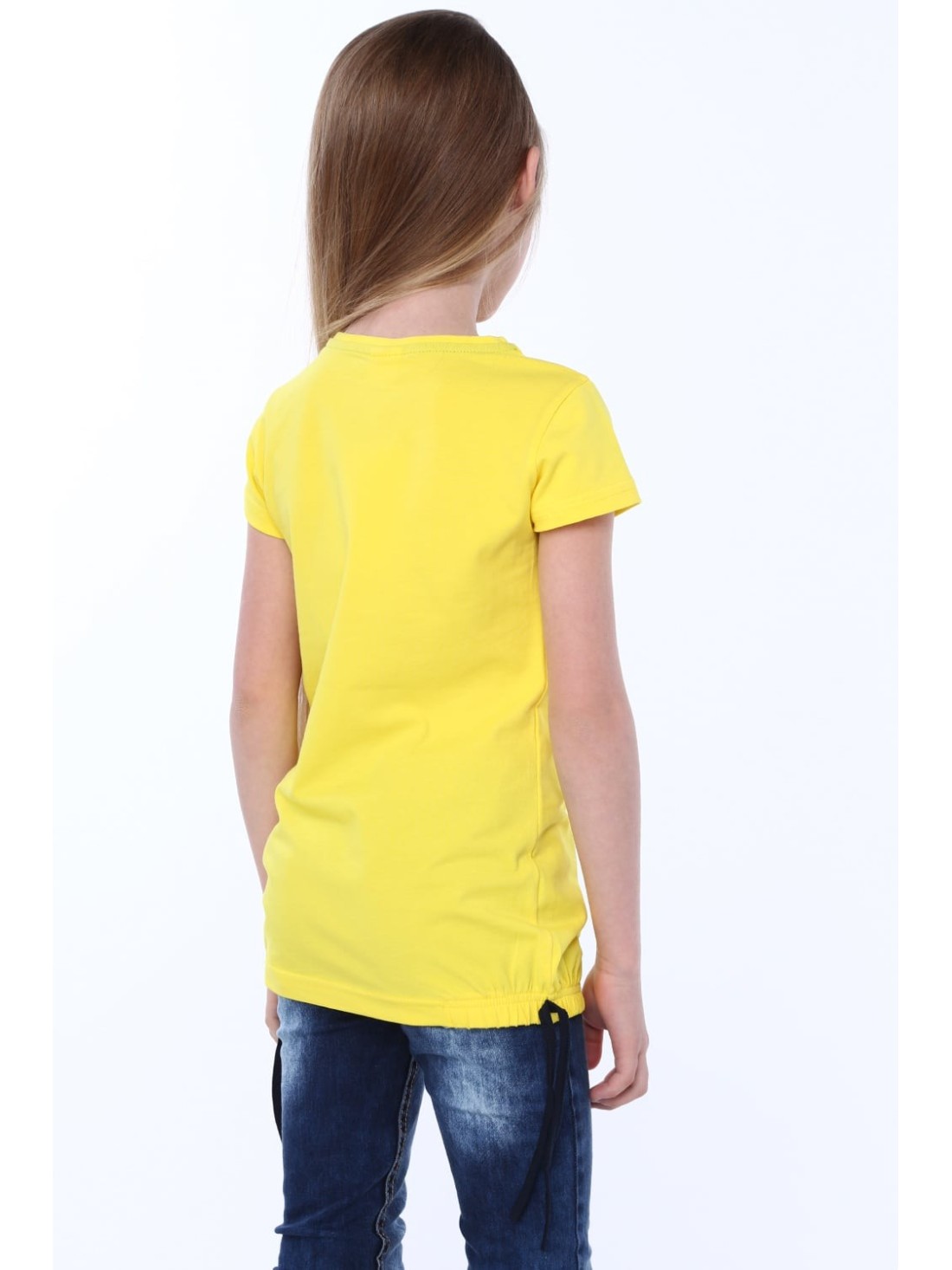 T-Shirt mit gelber Maskenapplikation NDZ5322 – Online-Shop – Boutique